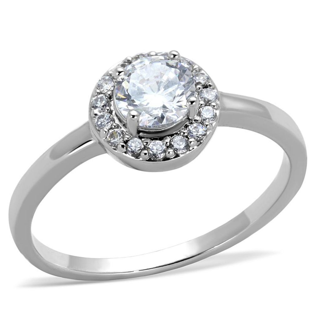3W863 - Rhodium-Messing - Ring mit AAA-Klasse CZ in Clear