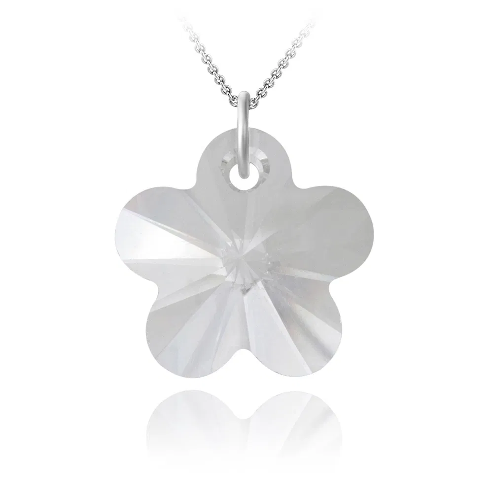 Sterling Silber Clear Swarovski Elemente Blumen Halskette