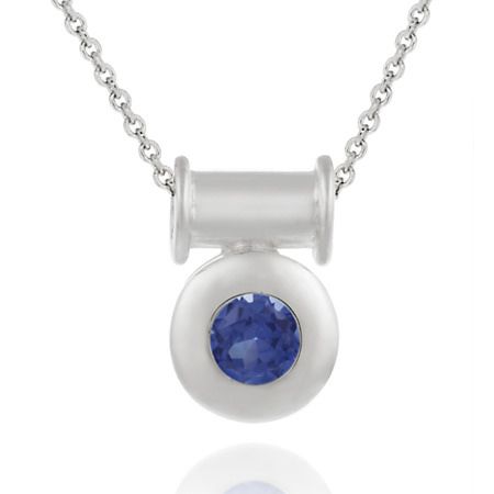 Sterling Silber 2 / 5ct Tanzanit CZ Round Bezel-Set Schieberhang