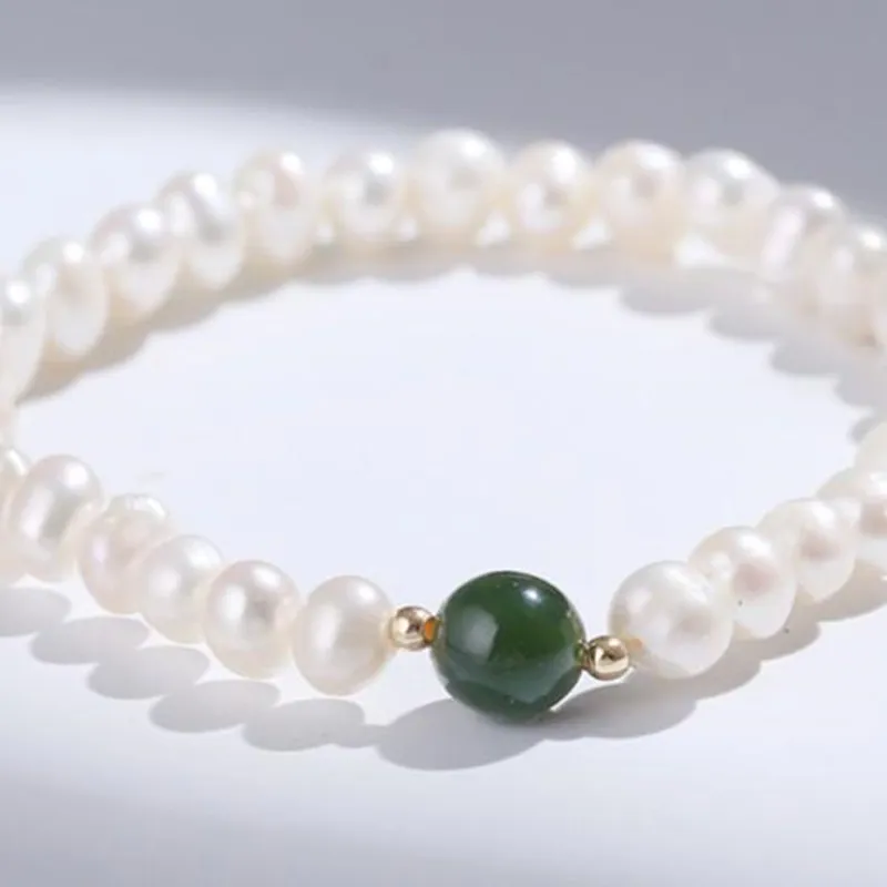 Single-Ring - Perl-Armband mit Hetan Jade-Matching - Perlen