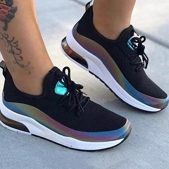 Colorful Lace Up Breathable Walking Sneaker