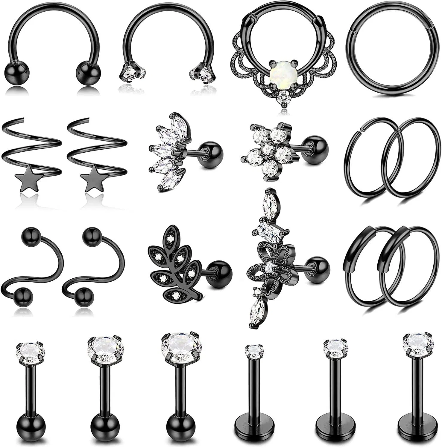 16G Knorpel-Ohrringe Hoop Studs CZ Vorwärts Helix Piercing Labret Tragus Stud Ohrringe Knorpel Helix Ohrringe Hoop Rook Daith Conch Piercing Jewelry