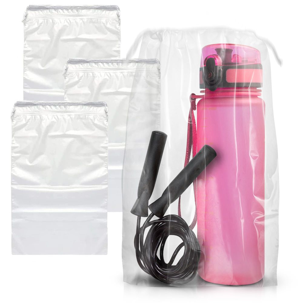 Clear Drawstring Bag, 6 x 10 Zoll. Packung von 50 klaren Plastik Drawstring Taschen. 2 Mil Drawstring Clear Plastiktüten. Wasserdicht Clear Plastic Bags Drawstring für Kosmetik, Toilettenartikel