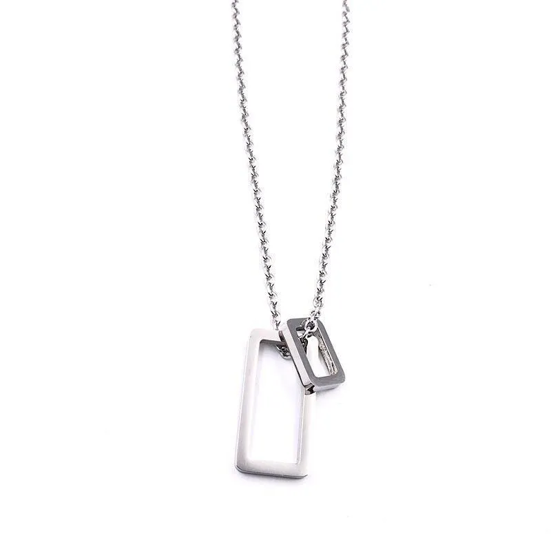 Trendy Halskette einfache geometrische Doppel-Vertikal - Rechteck-Umrisse Bar-Halsband Mode-Kette - Halskette für Männer und Frauen