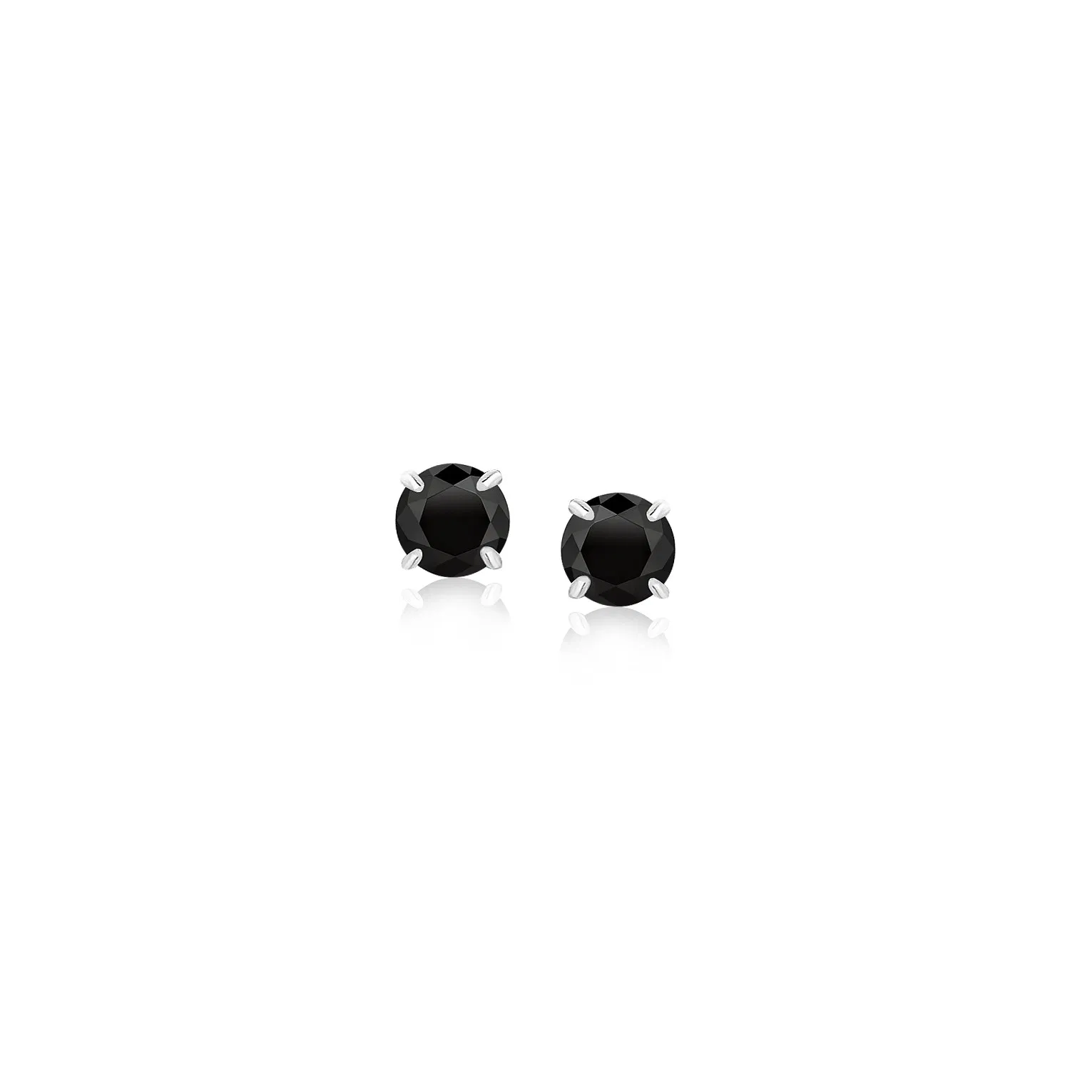 14 Karat Weißgold Stud Ohrringe mit schwarzem Kubikzirkonia (4mm)