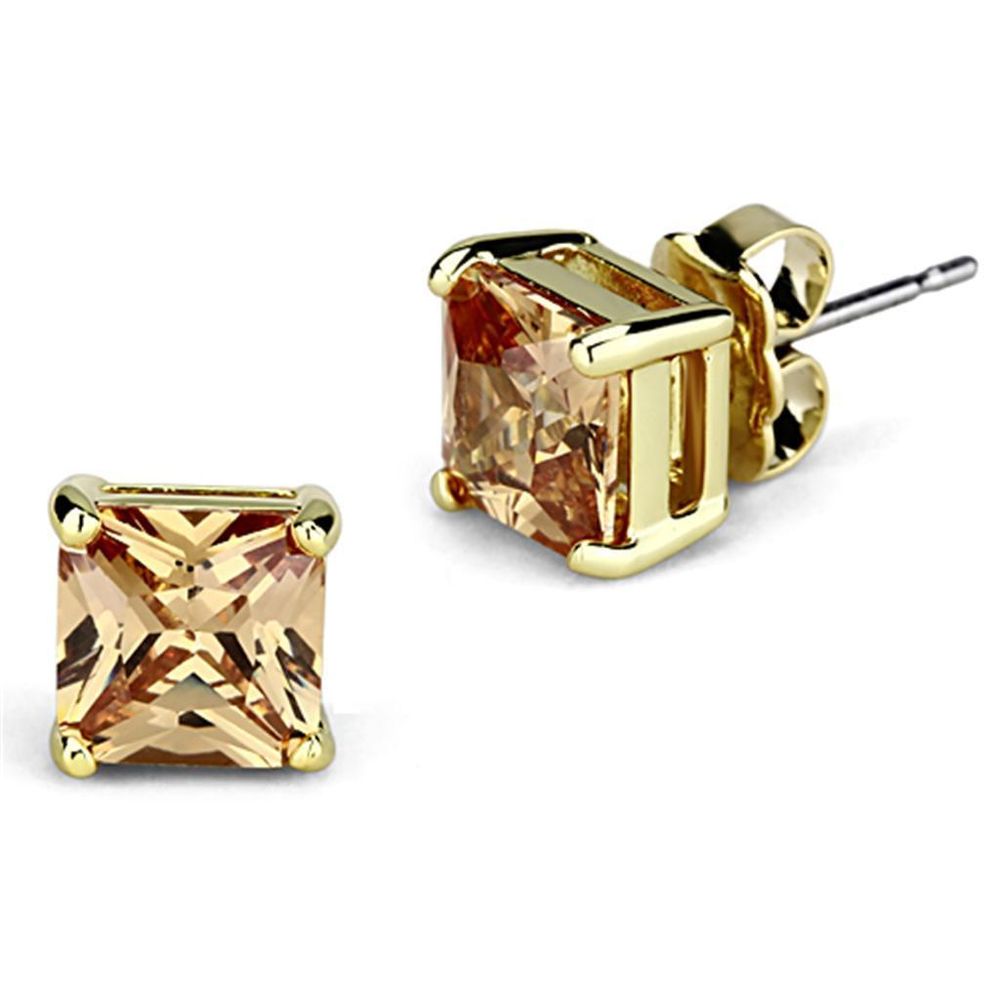 3W533 - Gold-Messing - Ohrringe mit AAA Grad CZ in Champagner