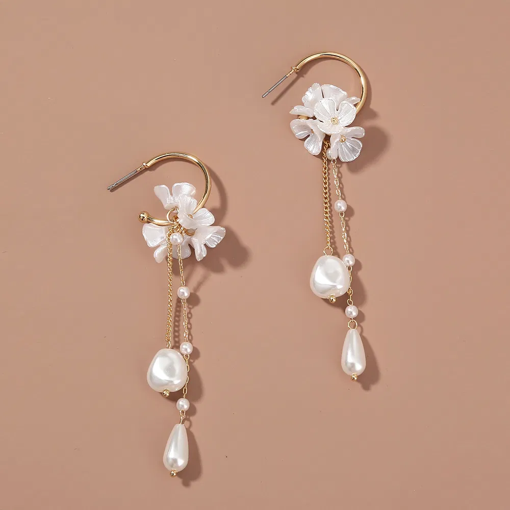 Baroque Pearl Damen Ohrringe Tassel lange künstlerische C-form Ohrhaken Ohrringe