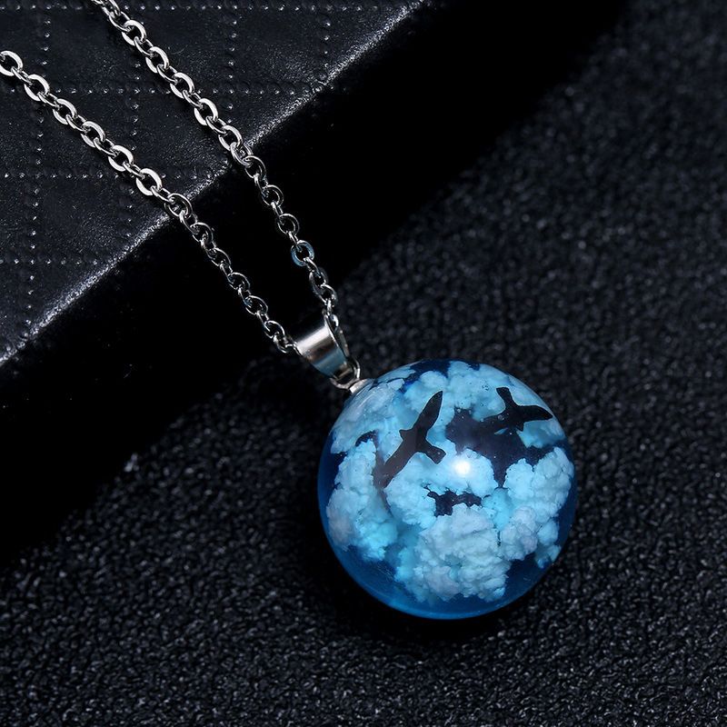 Charme Harz Blauer Himmel Weiße Wolke Adler Halskette Choker Für Frauen Einzigartige Schlüsselbodenkette Anhänger Party Girl Kinder Schmuck Geschenk