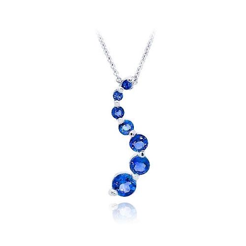 Sterling Silber 1.1ct Erstellt Blau Saphir Reise Halskette