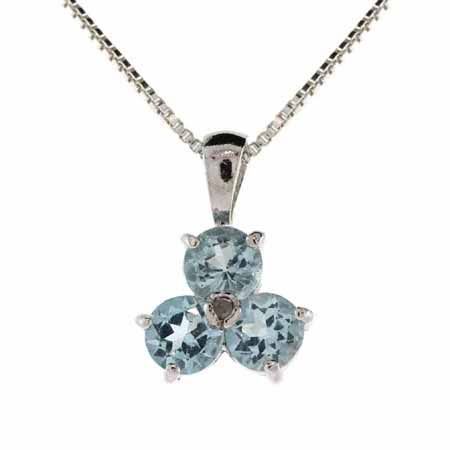 Sterling Silber Blau Topaz und Diamant Akzent Drei Stein Anhänger
