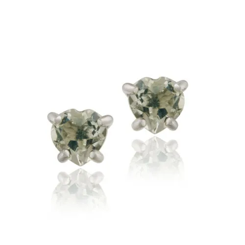 Sterling Silber .80ct Grüner Amethyst 5mm Herz-Stick - Ohrringe