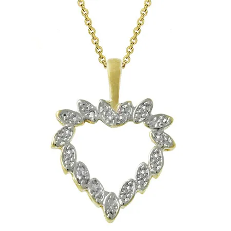 18 Karat Gold über Silber Zwei-Ton Diamant Akzent Herz Anhänger