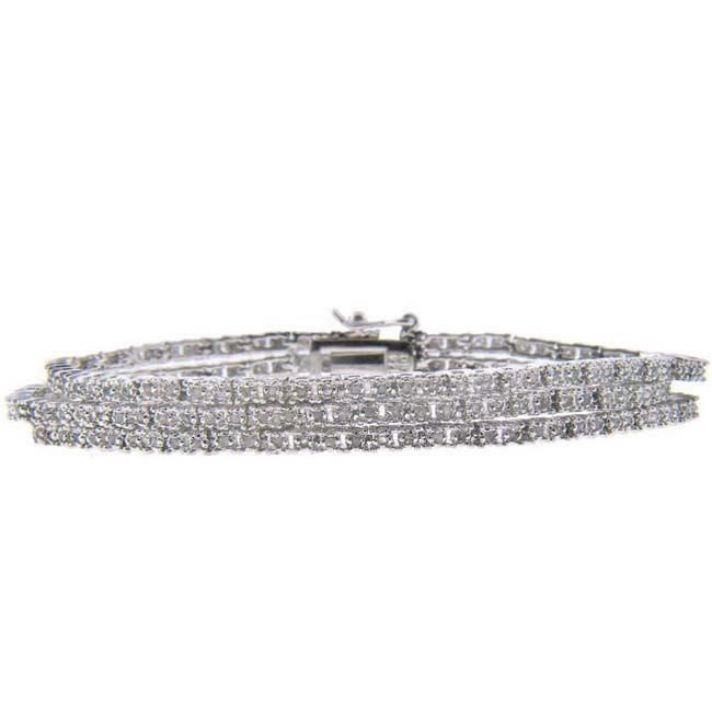 Sterling Silber TDW 3 Strand Diamant Link Tennis Armband