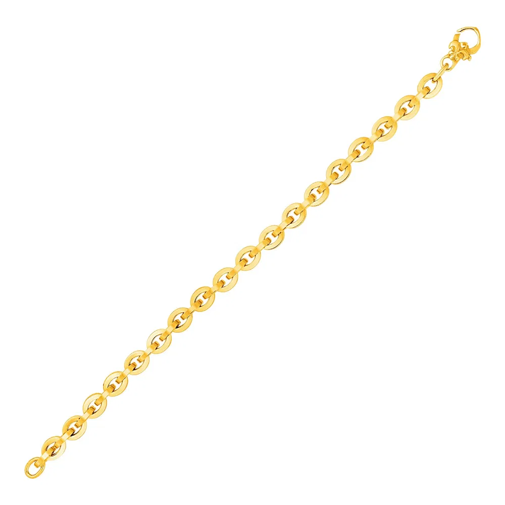 Glanzendes Oval Link Armband in 14 Karat Gelbgold