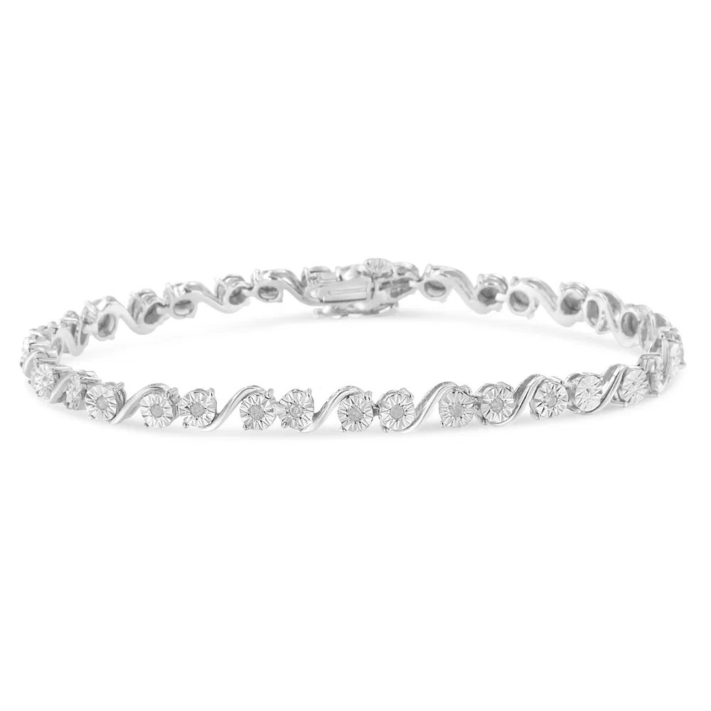 .925 Sterling Silber 1 / 10 Cttw Round Diamond