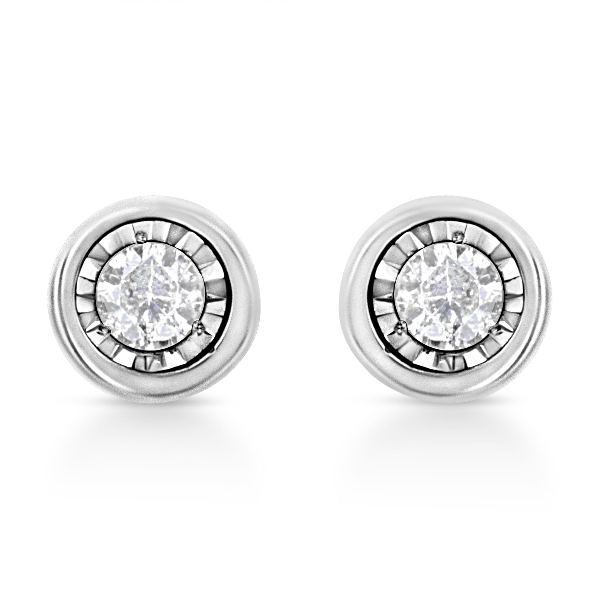.925 Sterling Silber 1 / 10 Cttw Miracle-Set Diamant Stud Ohrringe (I-J Farbe, I2 - I3 Klarheit) - Auswahl der Formen