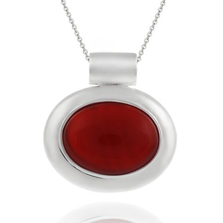 Sterling Silver Bold poliert Carnelian Slide / Pendent