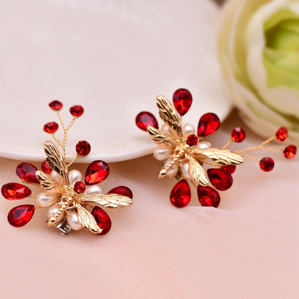 Abnehmbare Legierung Pearl Red Rhinestone Schuh Schnalle Zubehör