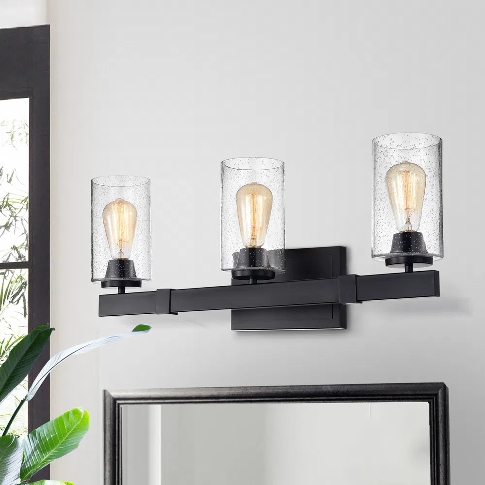 Melchie Matte Black 3 - Light Wall Sconce