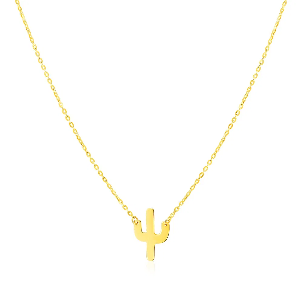 14 Karat gelbes Gold Halskette mit Kaktus