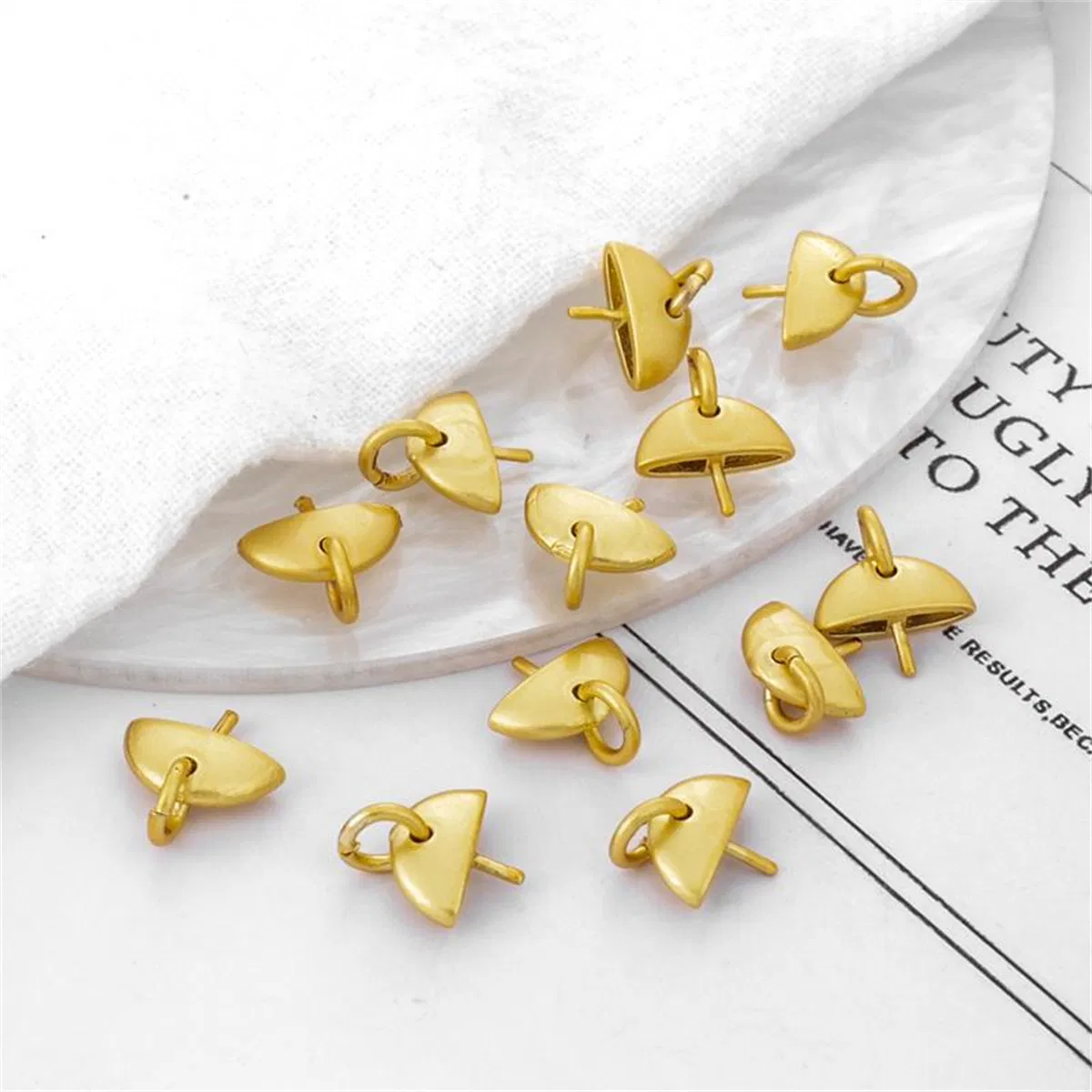 12pcs 18k Sandblasted Gold Matte Halbkreis mit Nadel 9mm Anhänger Armband Halskette DIY Ohrringe Schmuck Accessoires