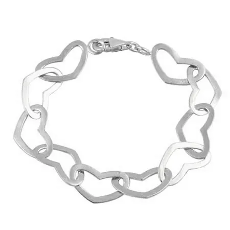 Sterling Silber Poliert Linked Hearts Armband
