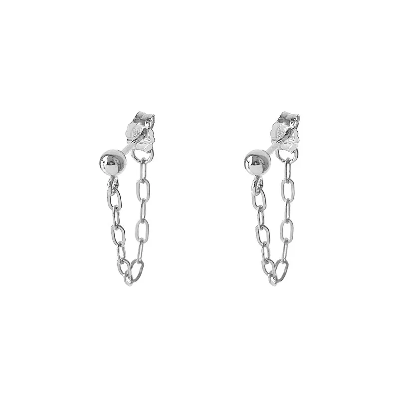S925 Sterling Silber einfache Persönlichkeit quadratische Kette Tassel Ohrringe