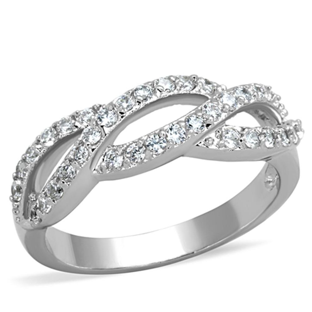 3W809 - Rhodium-Messing - Ring mit AAA-Klasse CZ in Clear