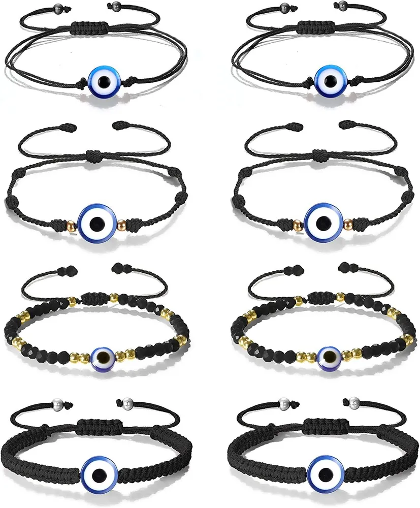 8 Pcs Evil Eye Armbänder für Frauen Männer 7 Knoten Lucky Armband zum Schutz Kabbala Handgemachte rote Saite Amulett Nazar Armband verstellbar