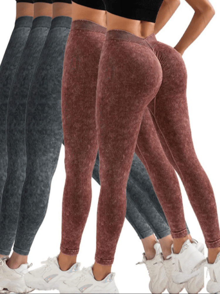 5 Pack V-Back Scrunch Butt Workout Leggings, Frauen Nahtlose Gym Yoga Leggings High Waist Active Yoga Pants, Yoga Leggings High Waist Active Yoga Pants
