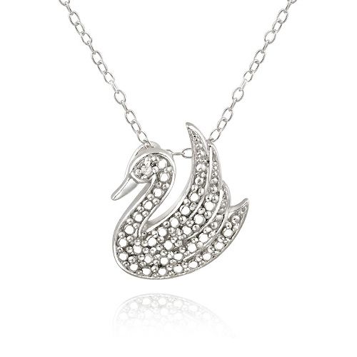 Sterling Silber Diamant Akzent Schwan Halskette