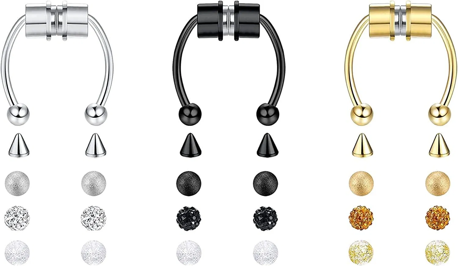 3 Pcs Magnetic Septum Nasen Ringe Hufeisen Falsche Nasen Ringe Schleife wiederverwendbar Faux Nasen Ring Schleife Nicht-Piercing Für Frauen Männer Unisex