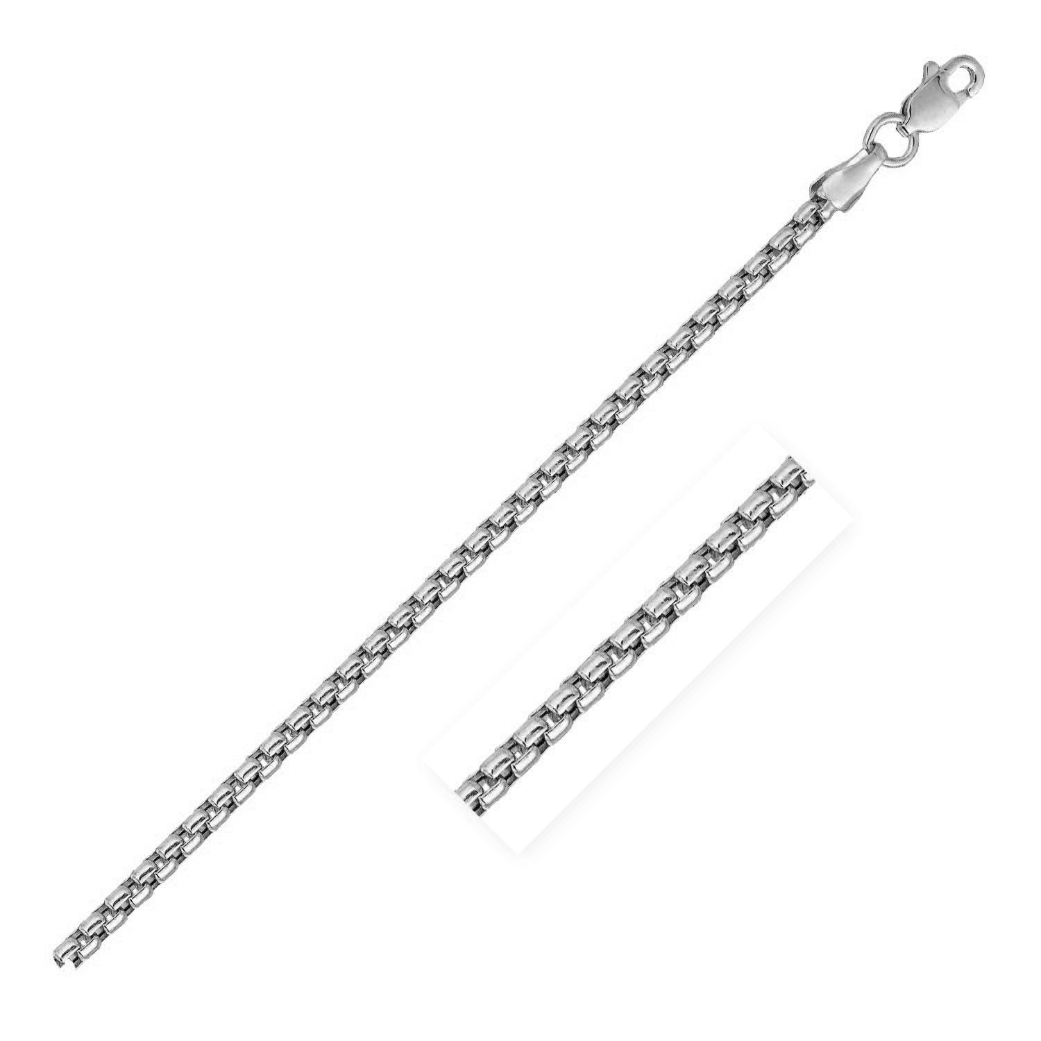 14 Karat Weißgold Solid Round Box Chain (2,50 mm)