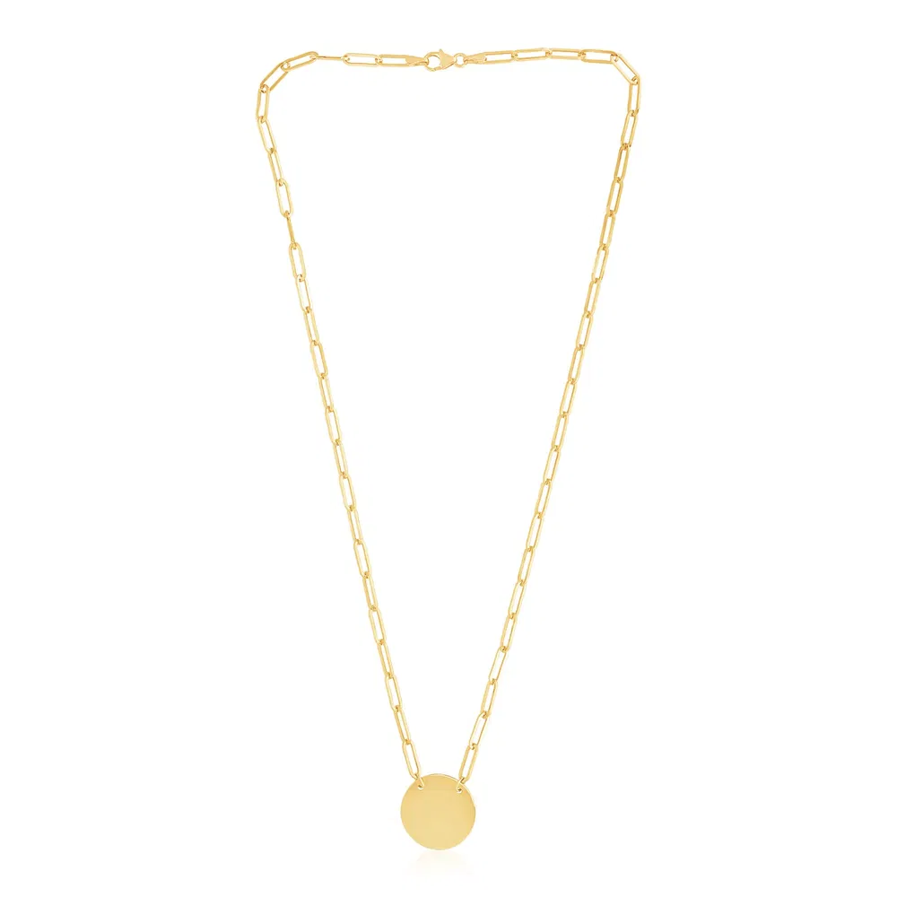 14 Karat Gelbgold High Polish Circle Disc Paperclip Link Kette