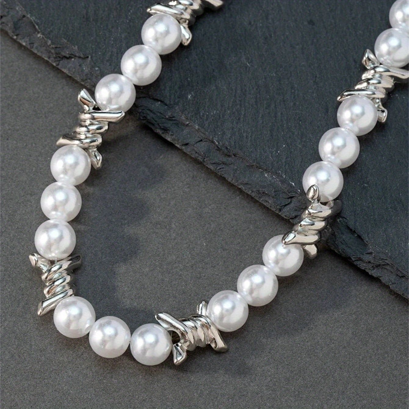 1Pc Dornen Nähen Perlen Halskette Männer Choker