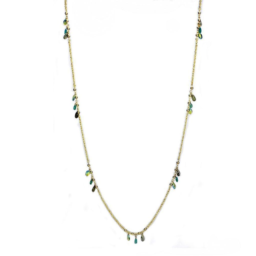 3W1537 - Gold-Messing - Halskette mit synthetischem Jade in Smaragd