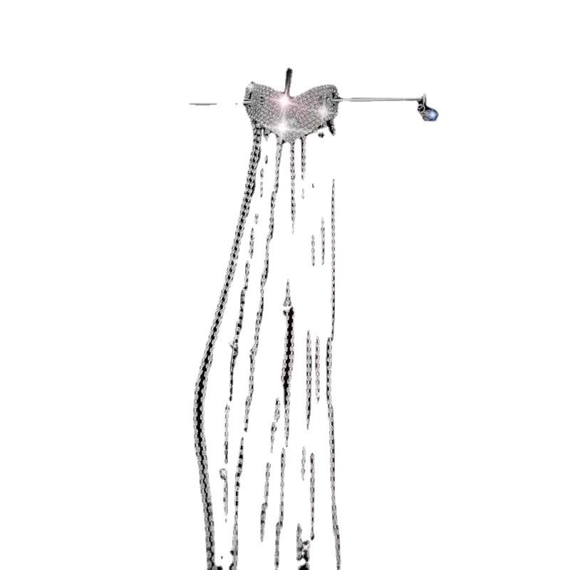 Herzförmige Nische mit langem Tassel Rhinestone Chain Hairpin