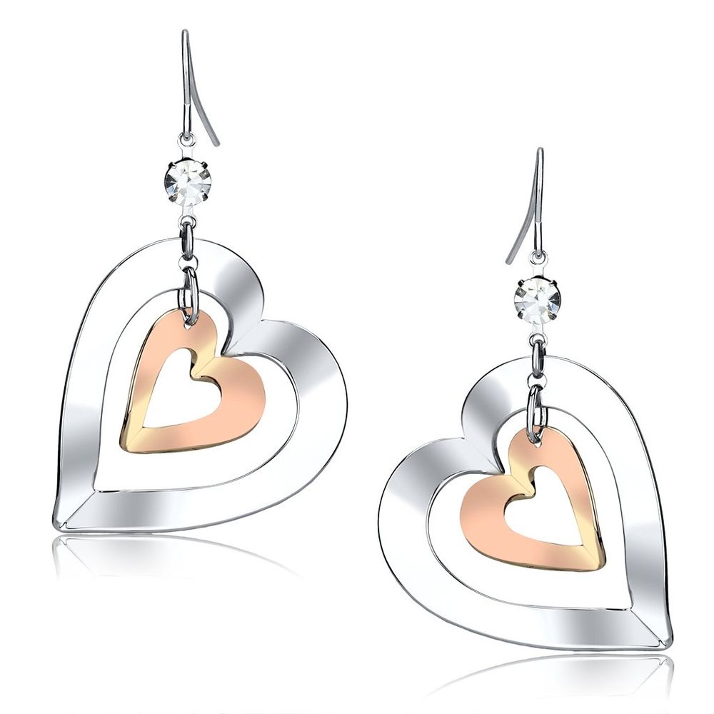 LO2695 - Rose Gold + Rhodium-Eisen - Ohrringe mit Top-Grade - Kristall in Clear