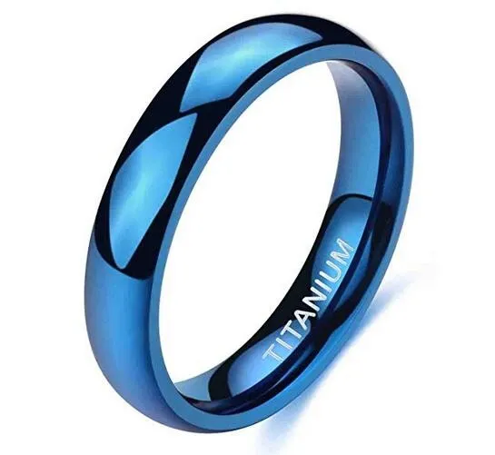 Fabrik Direktverkauf Breite Oberfläche 24mm Blau Titan Stahl Ring Polierte Hochzeitsring Männer und Frauen Verlobung einfacher und bequemer Neutraler Ring
