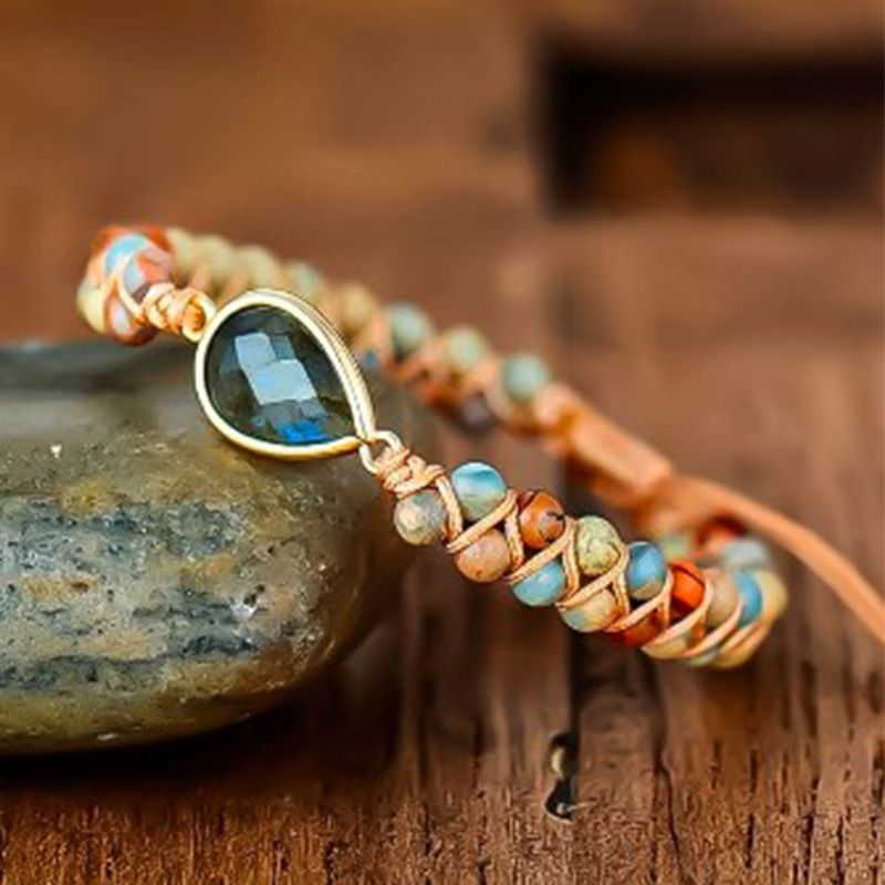 Einstellbares natürliches Shoushan Stein Gewebtes Armband