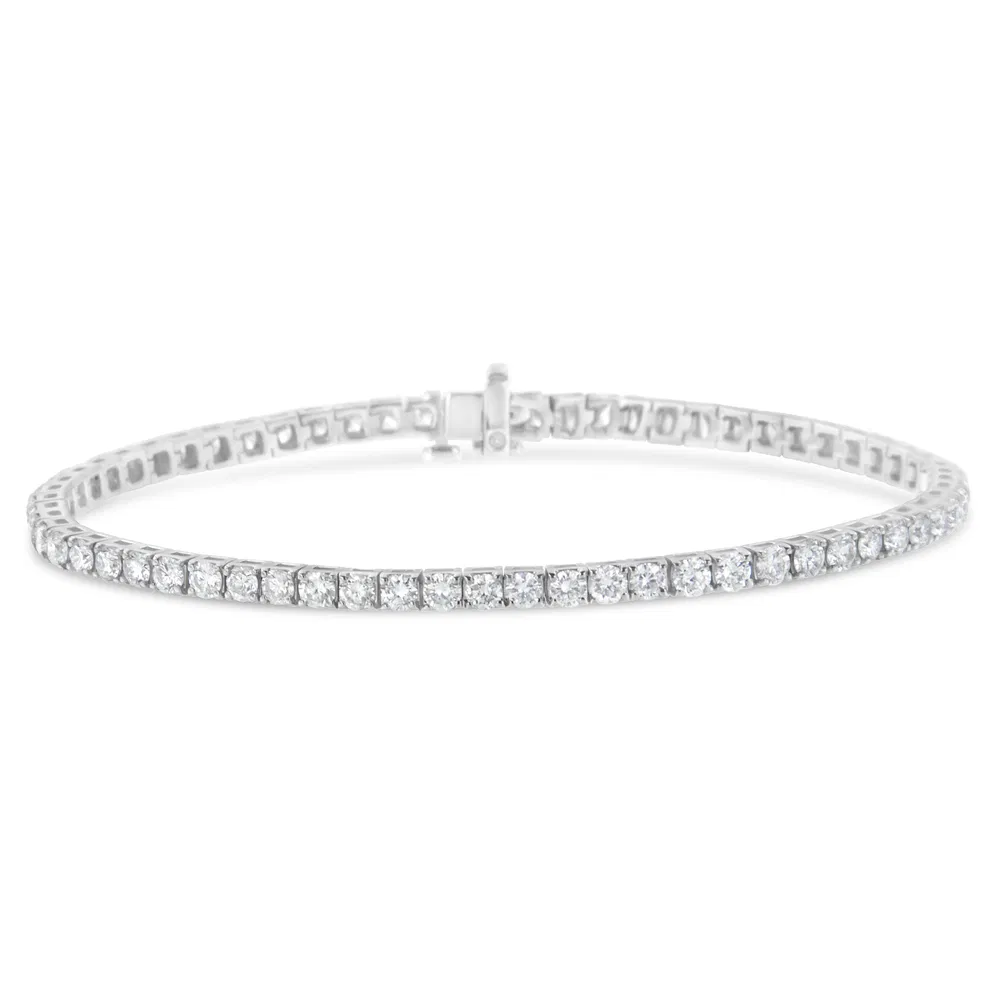 IGI zertifiziertes Diamant 14K Weißgold Classic 7 'Tennis Armband - Auswahl von Karat Gewichten
