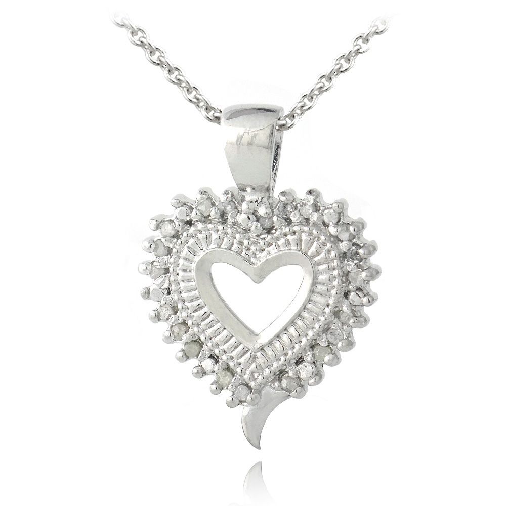 Sterling Silber 1 / 5ct Diamant Open Heart Halskette
