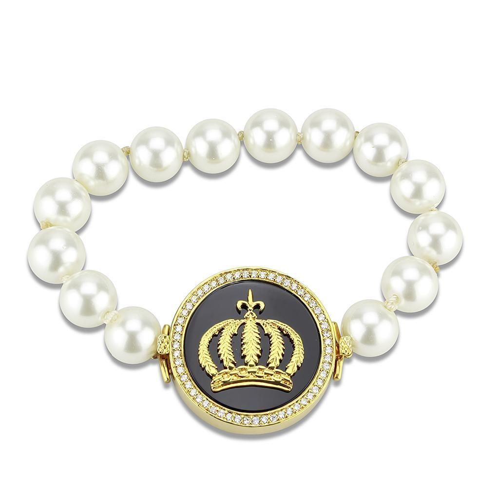 LO2648 - Gold-Brass - Armband mit Halb-Edel - Onyx in Jet