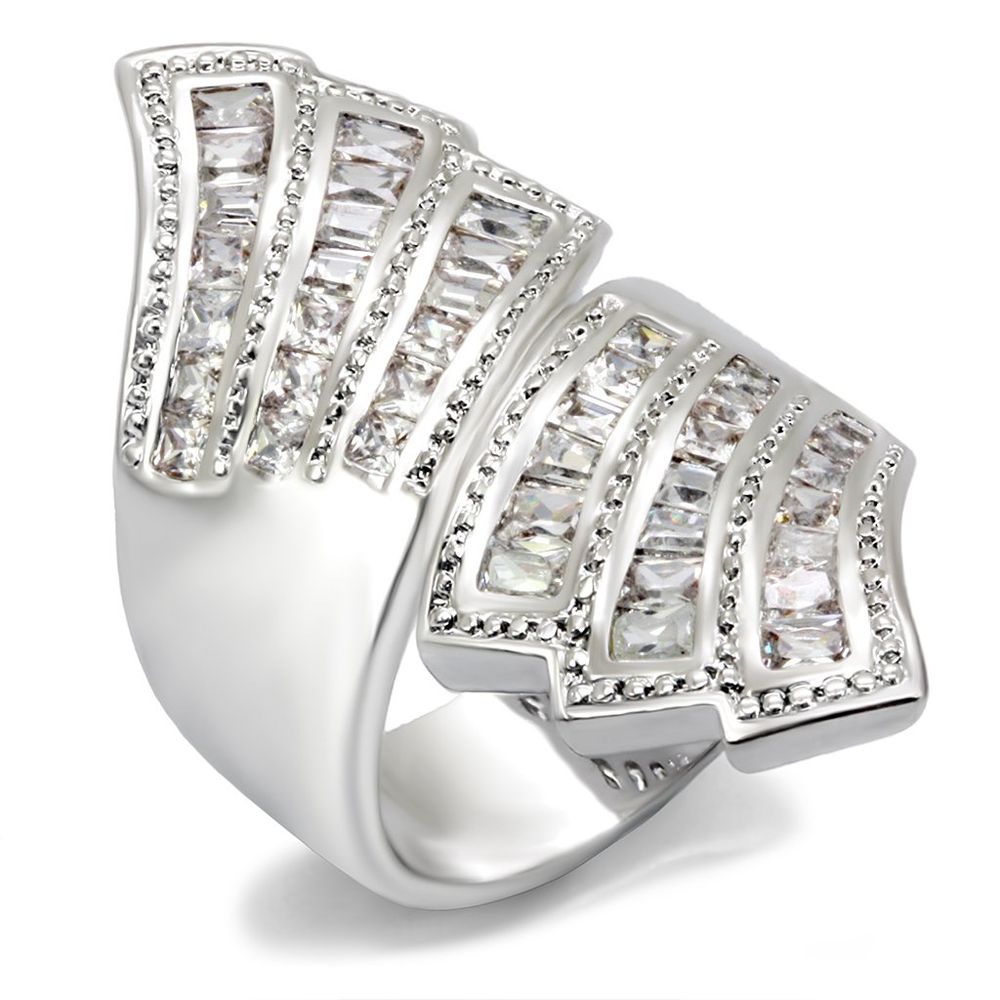 7X108 - Rhodium-Messing - Ring mit AAA-Klasse CZ in Clear