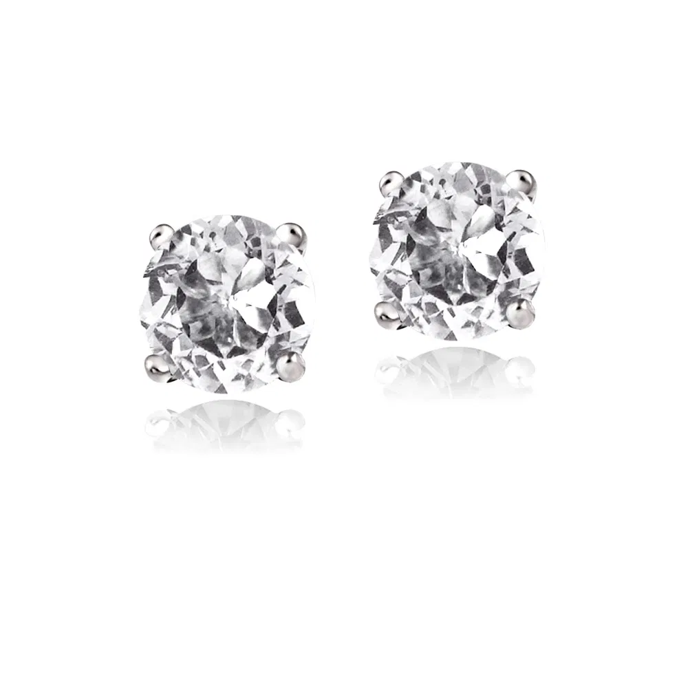 Sterling Silber 1.2ct Weiße Topaz Round Stud Ohrringe, 5mm
