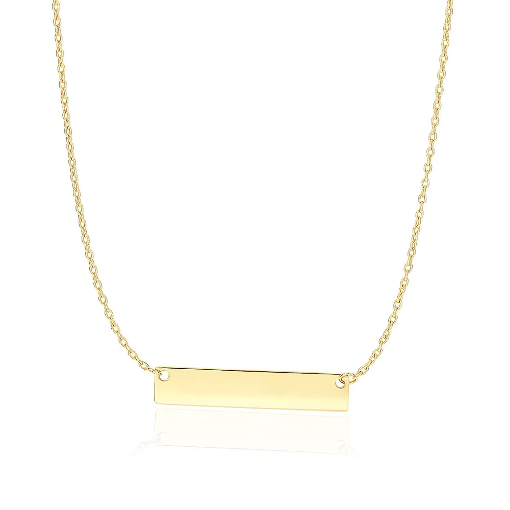 14 Karat Gelbgold Glatte Flat Horizontal Bar Stil Halskette