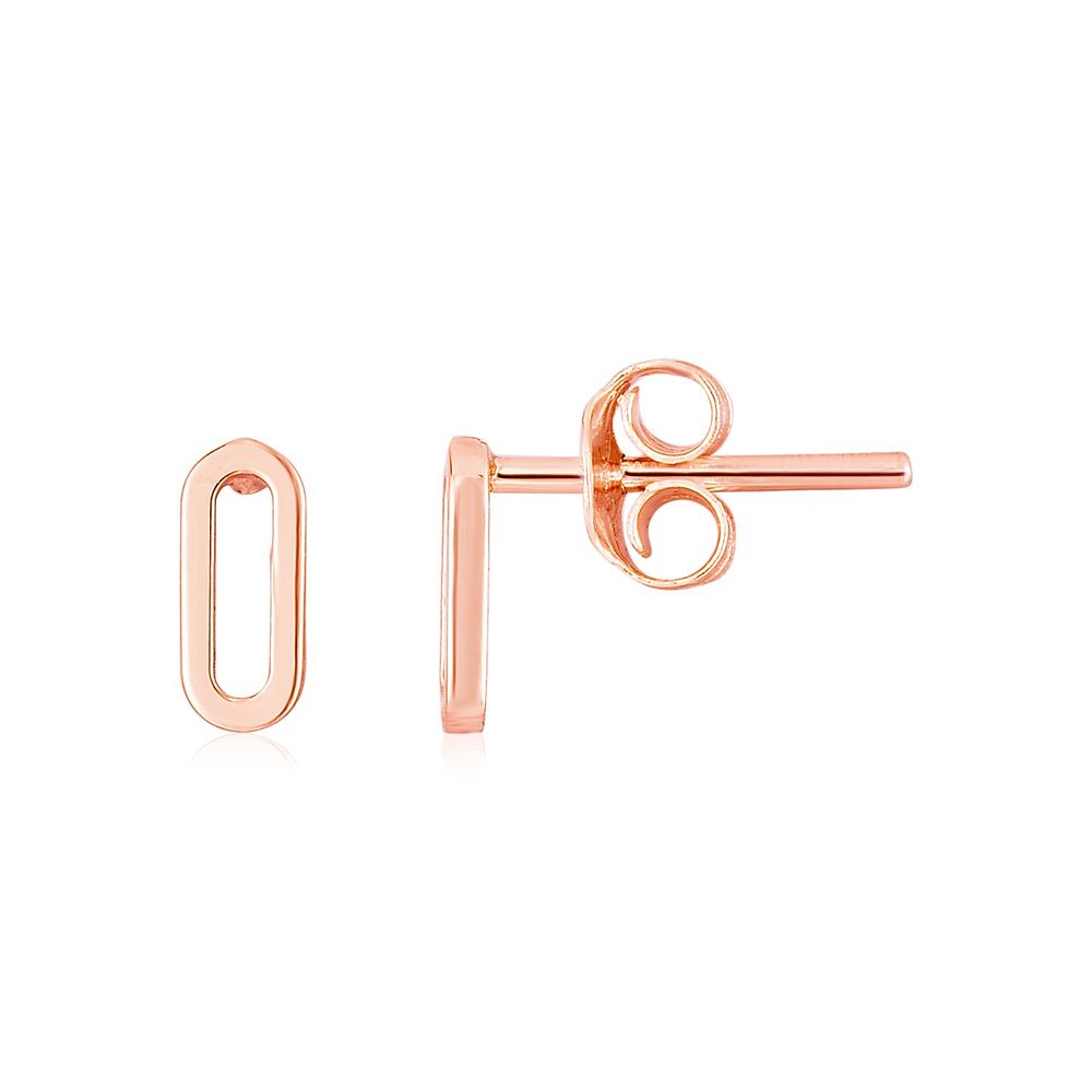 14K Rose Gold Paperclip Link Stud Ohrringe