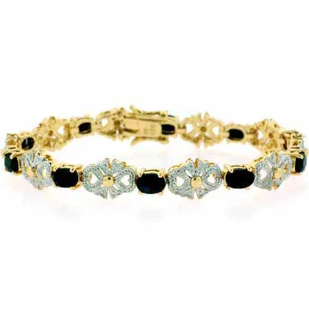 18 Karat Gold über Sterling Silber Saphir & Diamant Akzent Filigree Bow Armband