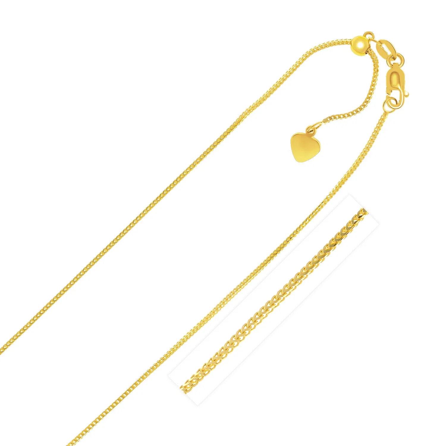 14 Karat gelbes Gold verstellbare Franco-Kette 0,9 mm