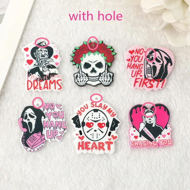 6pcs Halloween Charms Mittelfinger Schädel Acryl Schmuck